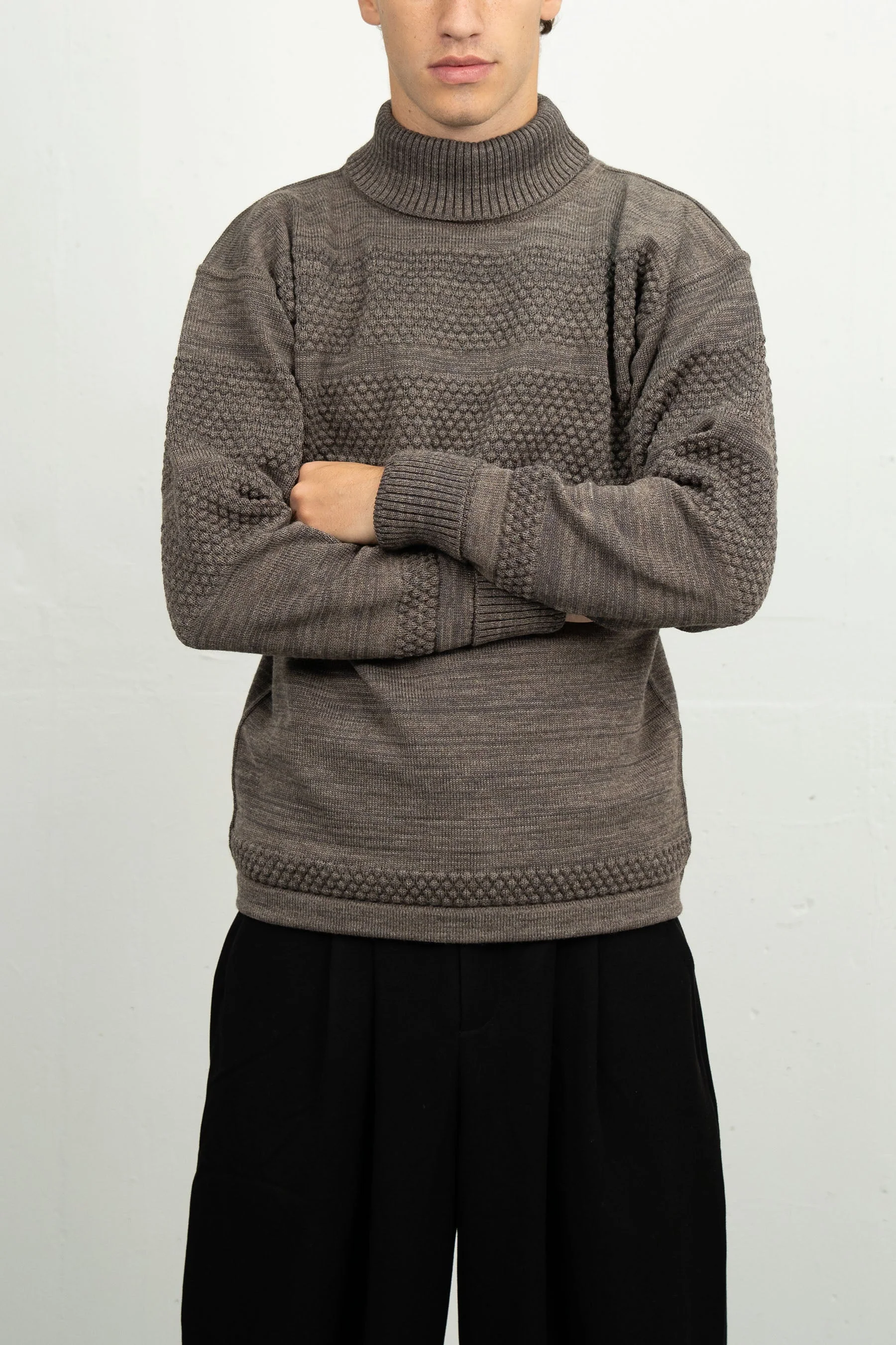FISHERMAN sweater | høj hals, terra-II brown - Image 2