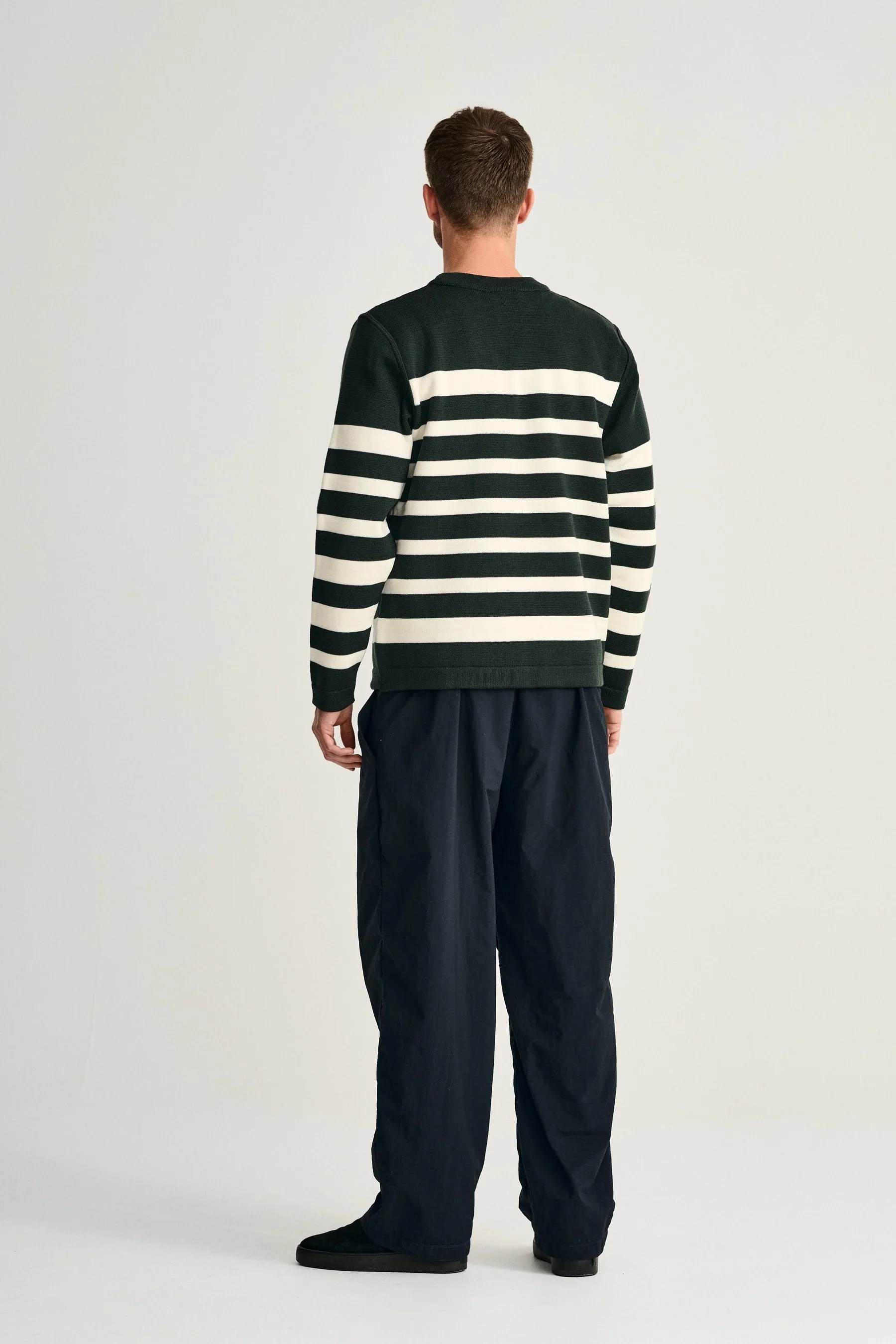 GIVEN-III crew neck | rund hals, dark forest green / natural white - Image 4