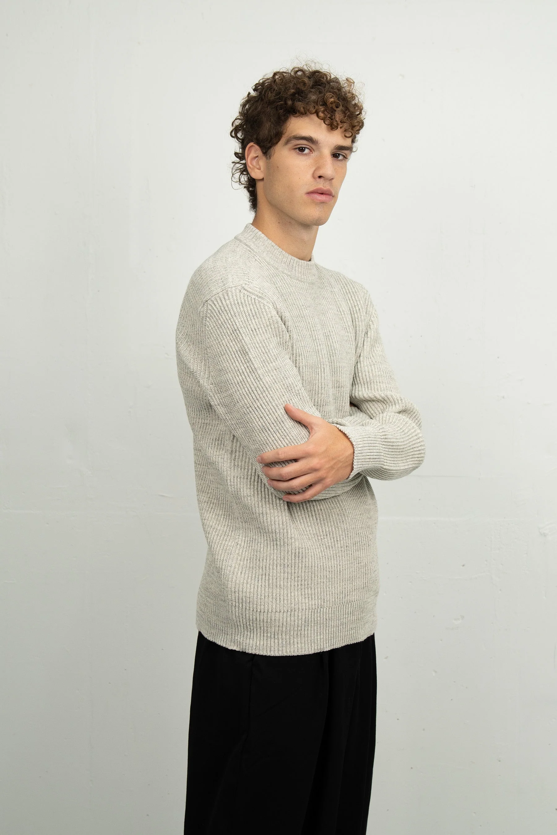 FENDER crew neck | rund hals, natural melange white - Image 3