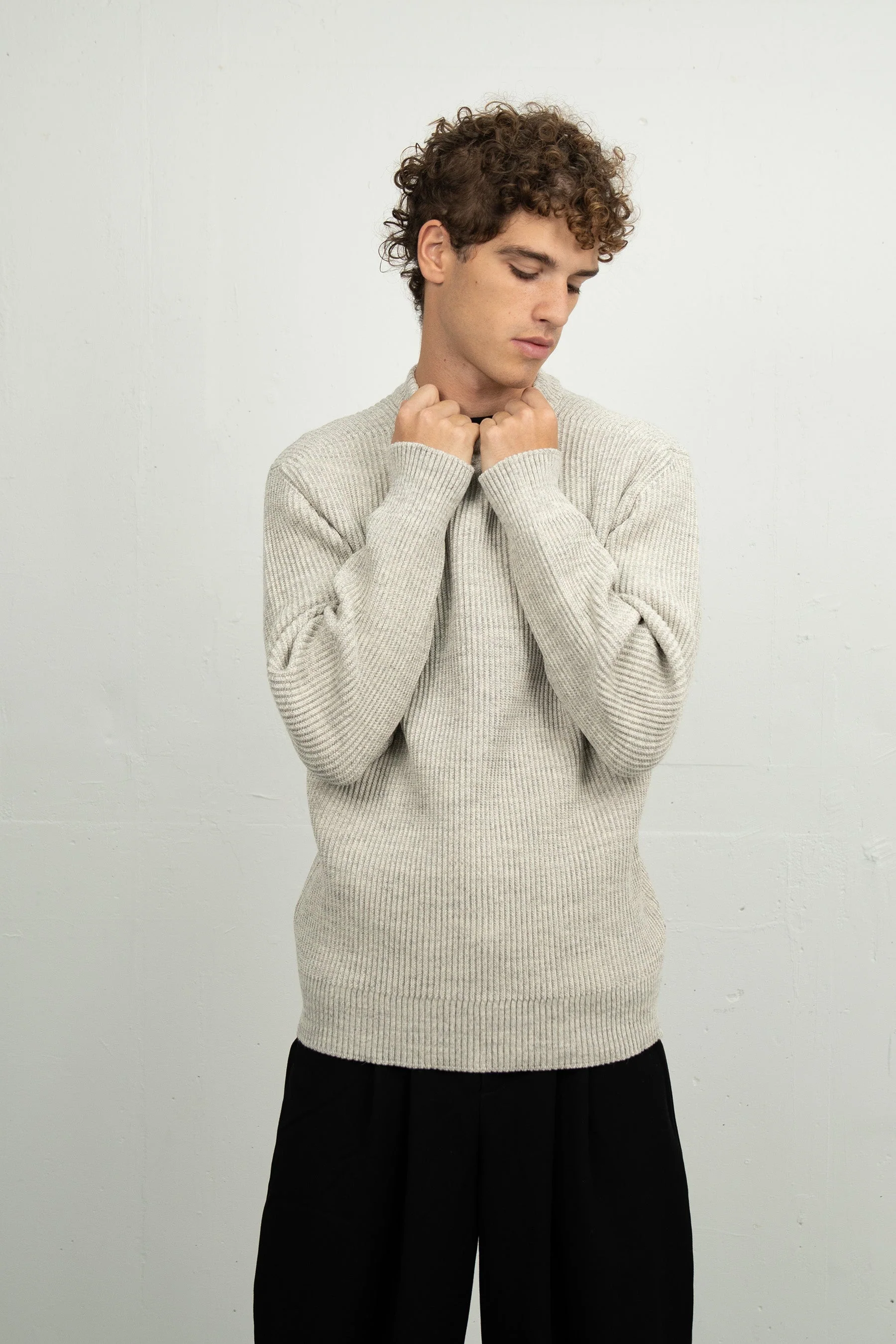 FENDER crew neck | rund hals, natural melange white - Image 5